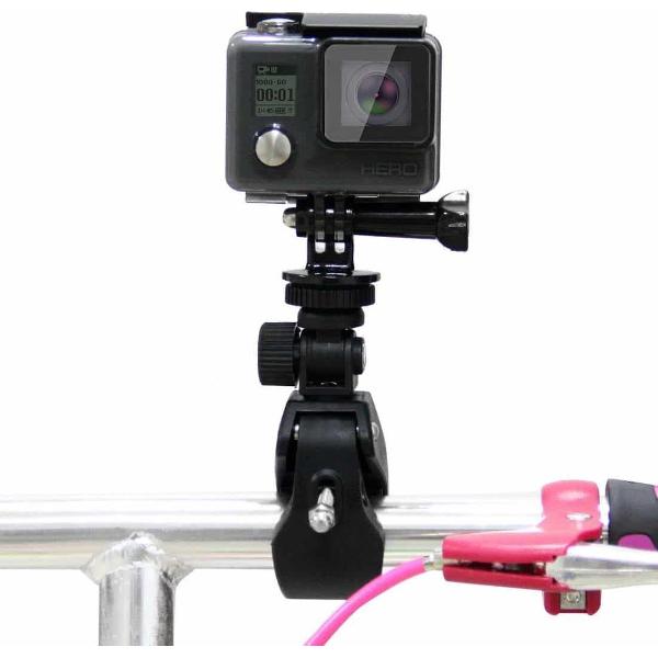 PULUZ Motorcycle fietsstuurhouder met statiefbevestiging en schroef voor GoPro NIEUWE HERO / HERO6 / 5/5 sessie / 4 sessie / 4/3 + / 3/2/1, Xiaoyi en andere actiecamera's (zwart)