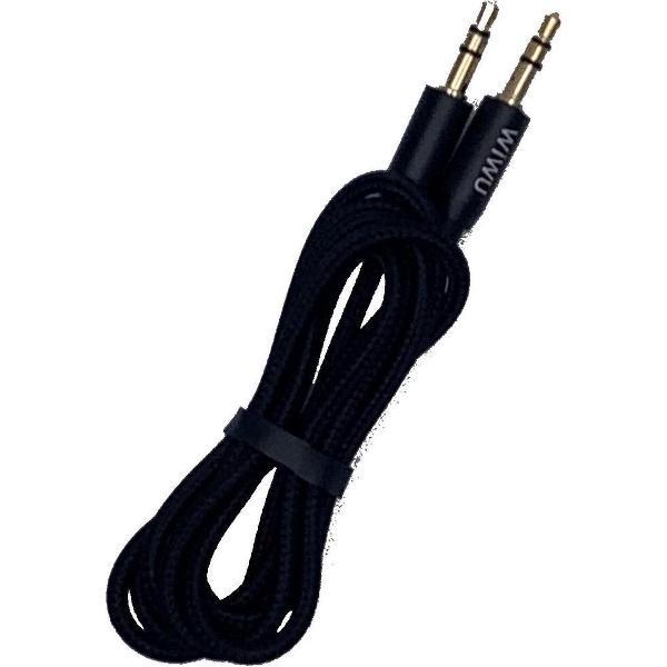 WIWU - 3.5 MM AUX kabel - AUX kabel auto - Nylon - 1 meter - Zwart