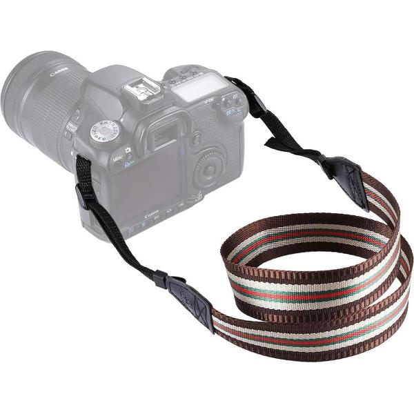 PULUZ Streepstijl Serie Schouderriem Camerariem voor SLR / DSLR-camera's (koffie)
