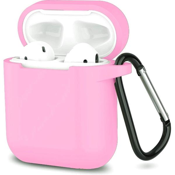 Apple Airpods 1 en 2 ultra dunne siliconen cover - Hoesje - extra dunne Apple Airpods siliconen cover met sleutelhanger - Roze