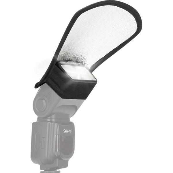 2 in 1 (zilver / wit) waaiervormig opvouwbaar reflectorbord, afmeting: 20,0 x 18,5 x 10,5 cm