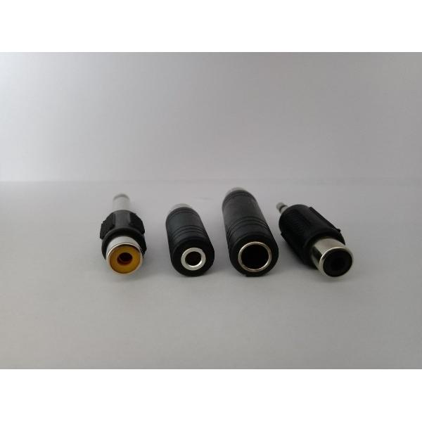 NEWTRONICS Audio adapter set bestaande uit vier adapters - 1xRCA/Tulp->3.5mm, 1xRCA/Tulp->6.3mm, 1xRCA/3.5mm->Tulp, 1xRCA/6.3mm->Tulp