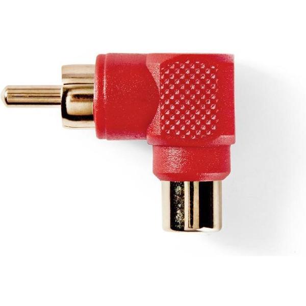 Nedis CAGP24920RD Mono-audioadapter 90°, Haaks Rca Male - Rca Female 10 Stuks Rood