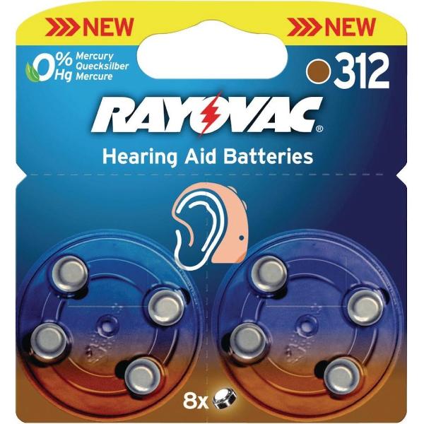 Rayovac RAY-312B-8P Hoortoestelbatterijen Ha312 8-blister