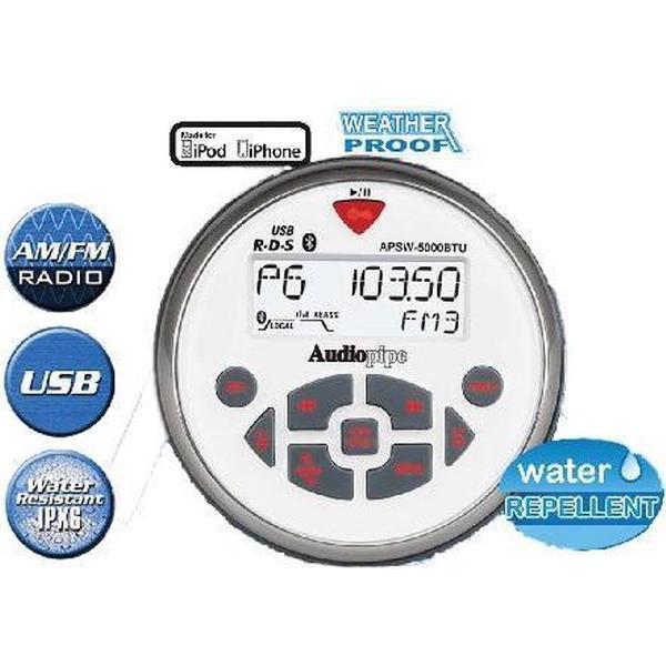 Audiopipe IPx6 inbouw bluetooth radio wit