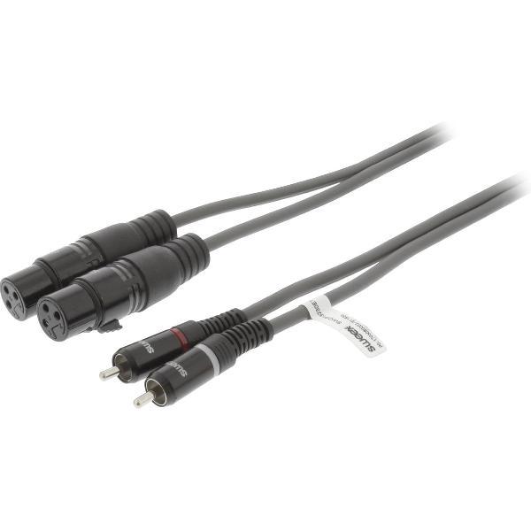 Sweex SWOP15230E15 Xlr Stereokabel 2x Xlr 3-pins Female - 2x Rca Male 1.5 M Donkergrijs
