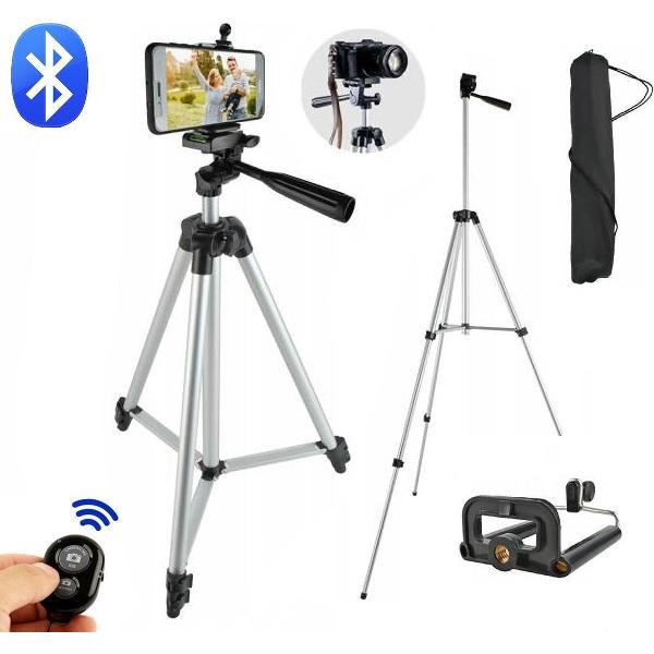 Tripod Statief - Voor Camera en Telefoon - Bluetooth Afstandsbediening - Verstelbaar tot 133 CM