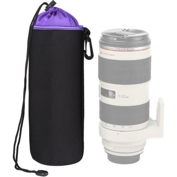 SLR Camera Lens Tas Micro Enkele Lens Tas Lens Innerlijke Galzak Waterdichte Beschermhoes Plus Fluwelen Verdikking, Diameter: 10 cm, Hoogte: 25 cm (Paars)