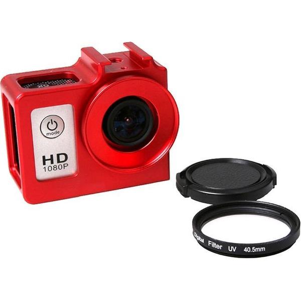 SG169 Universele aluminium beschermhoes met 40,5 mm UV-filter en lensbeschermkap voor SJCAM SJ4000 & SJ4000 Wifi & SJ4000 + Wifi & SJ6000 & SJ7000 Sport-actiecamera (rood)