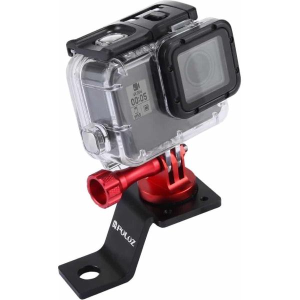 PULUZ aluminium motorfiets vaste houder voor bevestiging met statiefadapter en schroef voor GoPro NIEUWE HERO / HERO6 / 5 sessie / 5/4 sessie / 4/3 + / 3/2/1, Sony RX0, andere sportcamera's (rood)