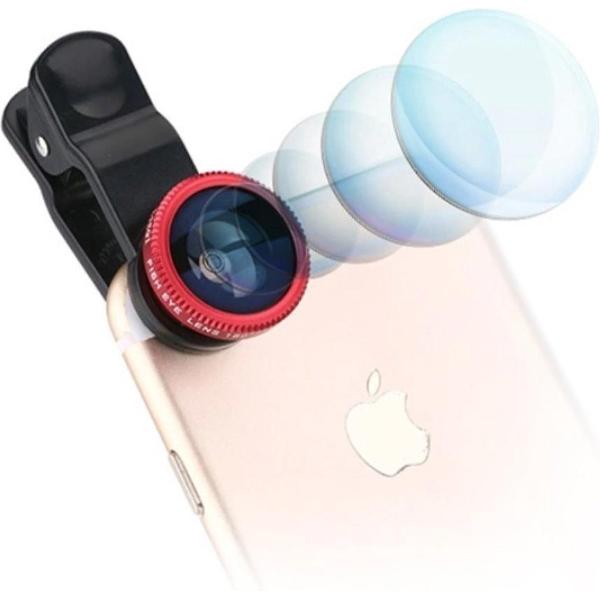 GadgetBay Universele 3in1 Groothoek Fisheye Macro Lens - met Telefoon Smartphone Clip