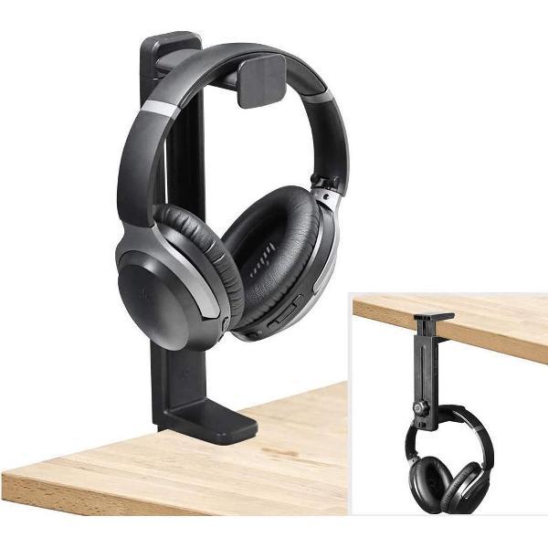 headset houder - ZINAPS HS906 Headphone Stand Holder & Hanger 2 in 1, boven- en onderkant van de tabel Gaming Headset standhouder Hook met in hoogte verstelbare en Rotating Clamp, hoofdtelefoon houder met kabel Clamp