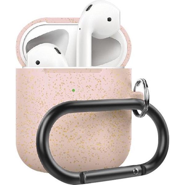 By Qubix - AirPods 1/2 hoesje siliconen chargebox Series - soft case - rosé goud pearl - UV bescherming - AirPods hoesjes