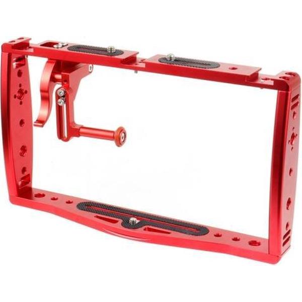 Duiken Dual Handheld Grip Bracket Stabilizer Extension Phone Clamp Camera Rig Cage Underwater Case voor GoPro HERO9 /8 /7, Kleur: Red Bracket + Shutter