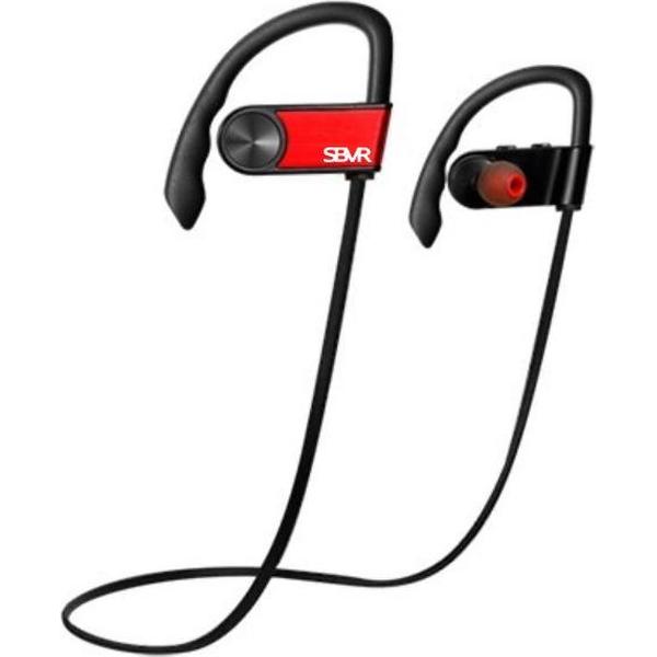 Draadloze bluetooth in ear sport oortjes headset - zweetbestendig - Rood
