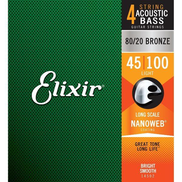 Elixir 14502 80/20 Bronze 4-String Acoustic Bass Light 45-100