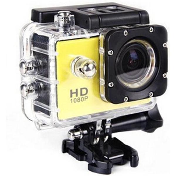 4K Full HD Sport Actie Camera | Action Sports Cam 1080p | 2 inch LCD scherm | Onderwater Camera | Waterdicht tot 30 meter | Extreme Sport Camera inclusief accessoires | kleur geel