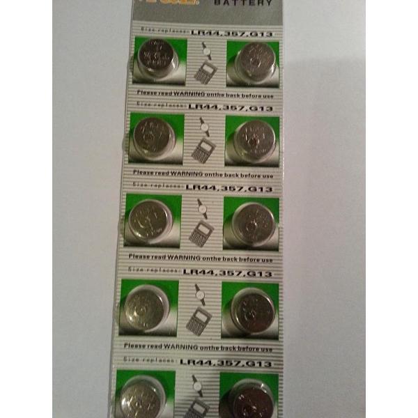 T&E LR44, AG13 Batterijen strip - 10 stuks