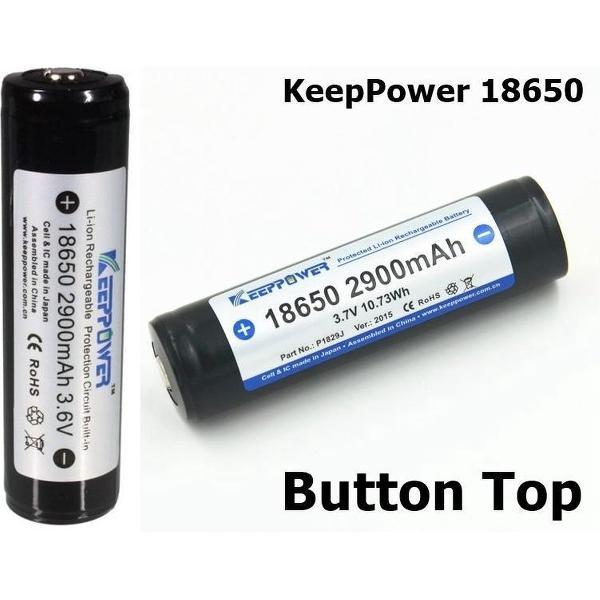 1 Stuk - Button Top - KeepPower 18650 Oplaadbare batterij