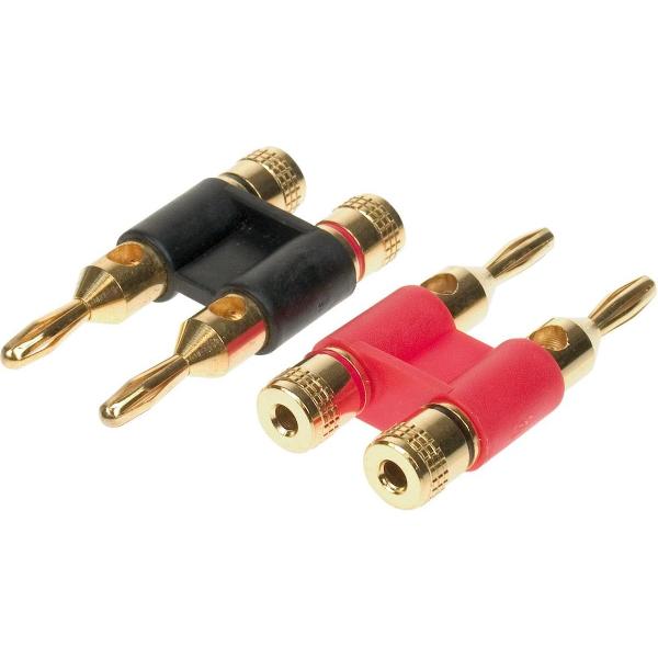 Dubbele banana plugs double 1 x red / 1 x black > 10mm²