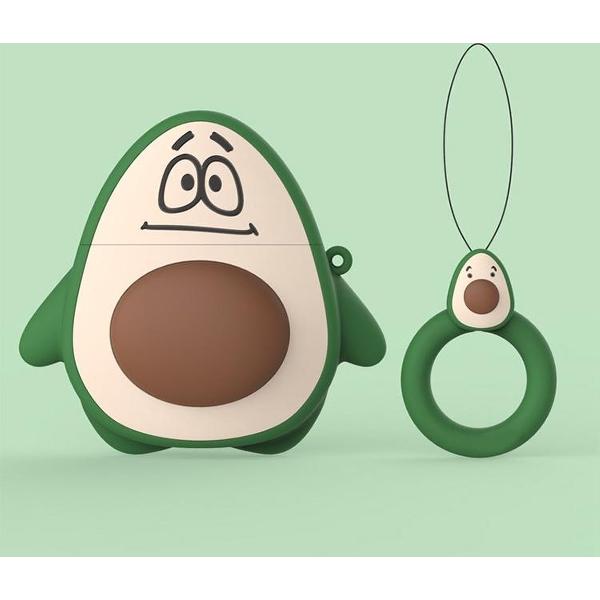 Avocado-vormige oortelefoon siliconen beschermhoes voor Apple AirPods 1/2, met ringgesp
