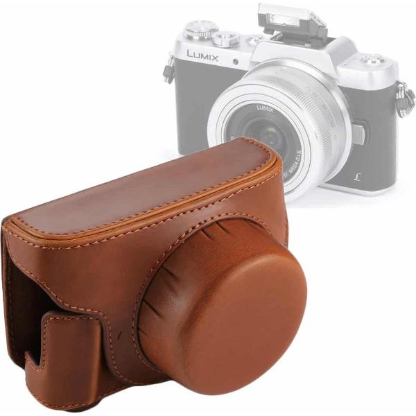 Full Body Camera PU lederen cameratas Tas met riem voor Panasonic Lumix GF7 / GF8 / GF9 (12-32mm / 14-42mm lens) (bruin)