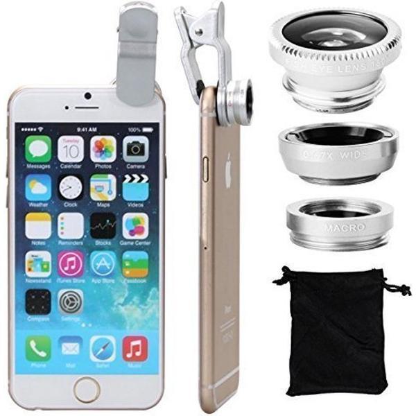 Smartphone Camera Clip Lens Kit / Set - Fish Eye / Macro / Wide Angle Groothoek
