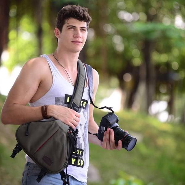 CADEN Zachte tas met Regenhoes voor Canon Nikon Sony K1 - 36 * 31 * 15cm - Groen