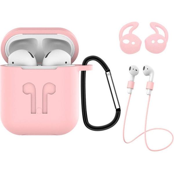 Hoesje voor Apple AirPods 1 Hoes 3-in-1 Siliconen Cover - Licht Roze