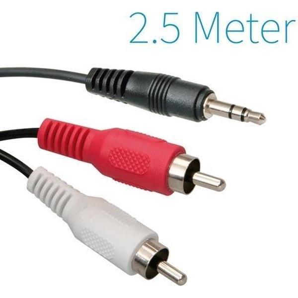 TULP KABEL NAAR 3.5mm JACK STEKKER - 2.5 Meter