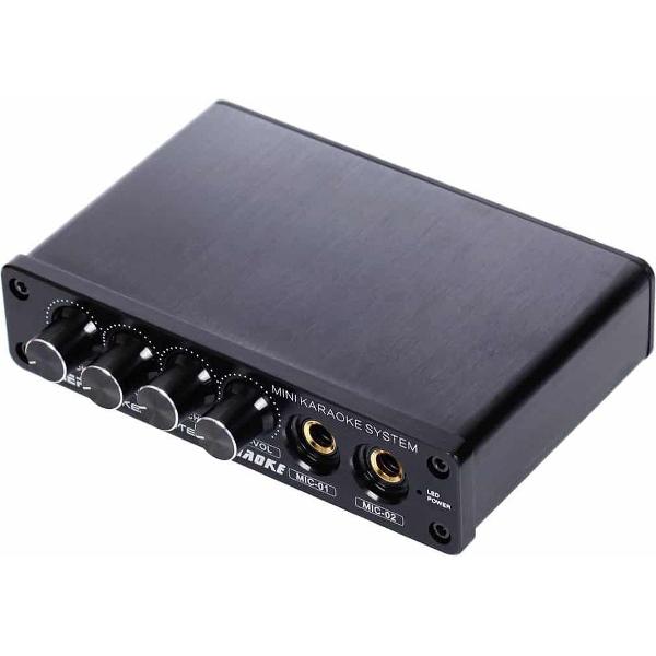 A933 Mini Karaoke Machine Systeem Geluidsmixer Versterker voor pc / tv / mobiele telefoons, ondersteuning RCA in / 2 kanaals microfoon in (zwart)