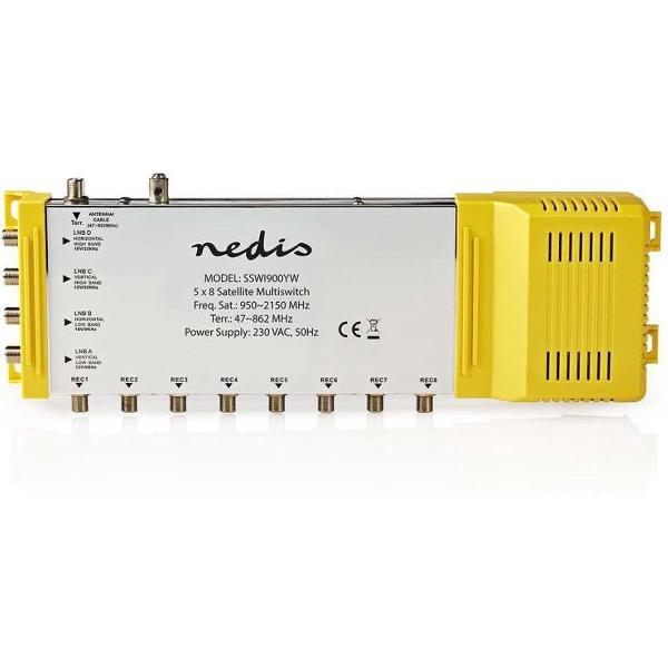 Nedis SSWI900YW Multiswitch 5 Naar 8 F-connector Terrestrisch: 47 - 862 Mhz Satelliet: 950 - 2150 Mhz