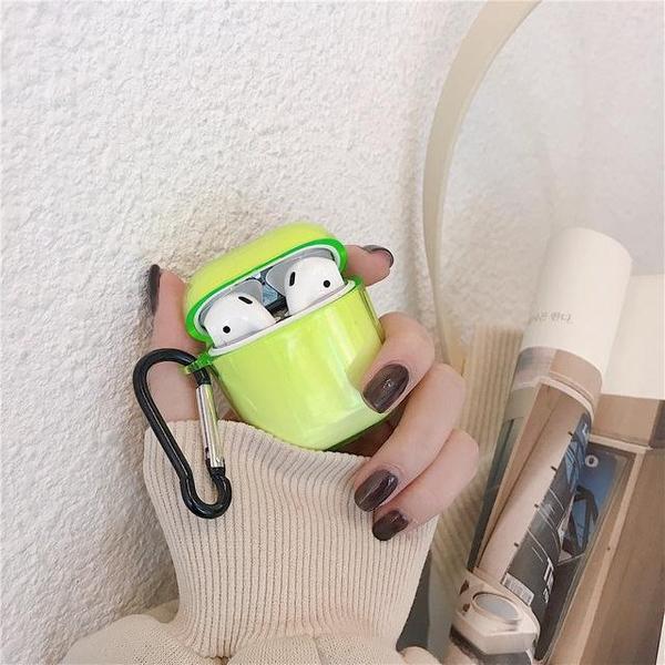 Airpods 1/2 hoesje - Limegroen - Transparant - case