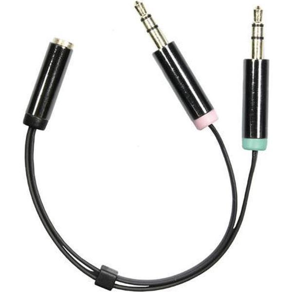 Deltaco AUD-202, 3,5 mm Microfoon en Stereo audio splitter kabel - 10 cm