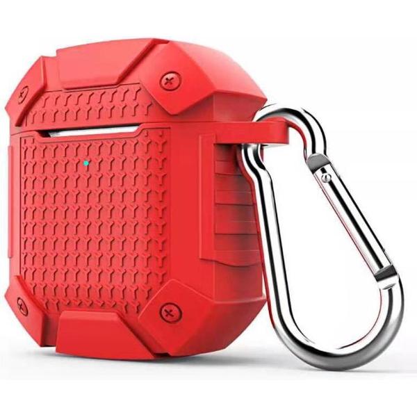 By Qubix - AirPods 1/2 hoesje schokbestendige harnas - soft case - rood - AirPods hoesjes