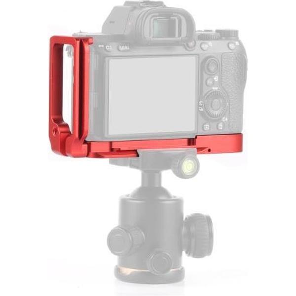 PULUZ 1/4 inch Verticale Shoot Quick Release L Plate Bracket Base Holder voor Sony A9 (ILCE-9) / A7 III / A7R III (rood)