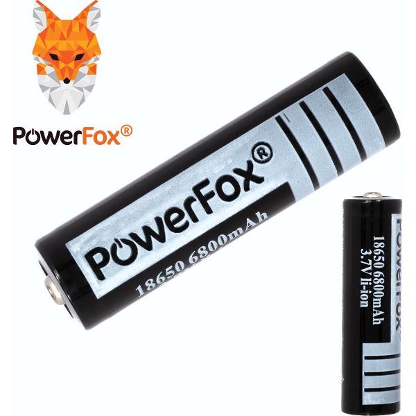 PowerFox® 1x 18650 Lithium batterij 3,7V 6800mAh oplaadbare batterij zwart