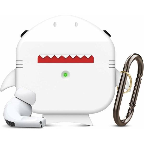 Haai Case Cover Voor Airpods Pro - Siliconen Wit | Watchbands-shop.nl