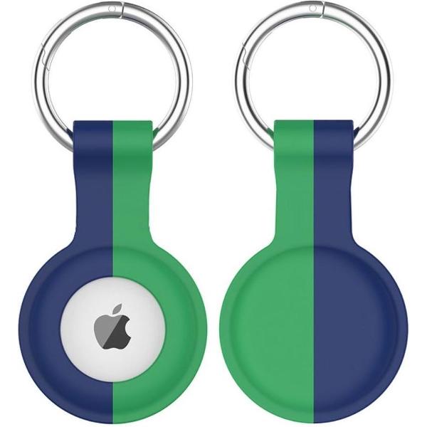 Apple AirTag Sleutelhanger Siliconen Bescherm Hoes Blauw Groen Print