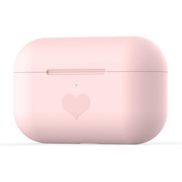 By Qubix - AirPods Pro met hartje - Siliconen hoesje - Roze - AirPods hoesjes