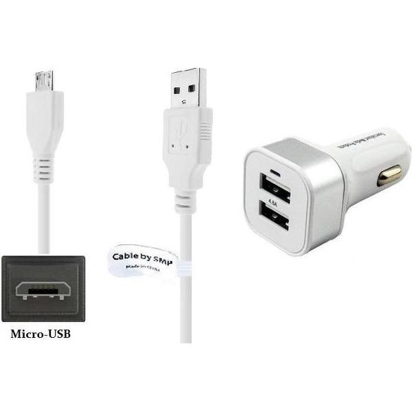 4,8A Auto oplader en 4,2 m Micro-USB oplaadkabel. Autolader adapter Past ook op o.a. Wiko, ZTE, Tolino, Xiaomi, Rollei, Motorola.