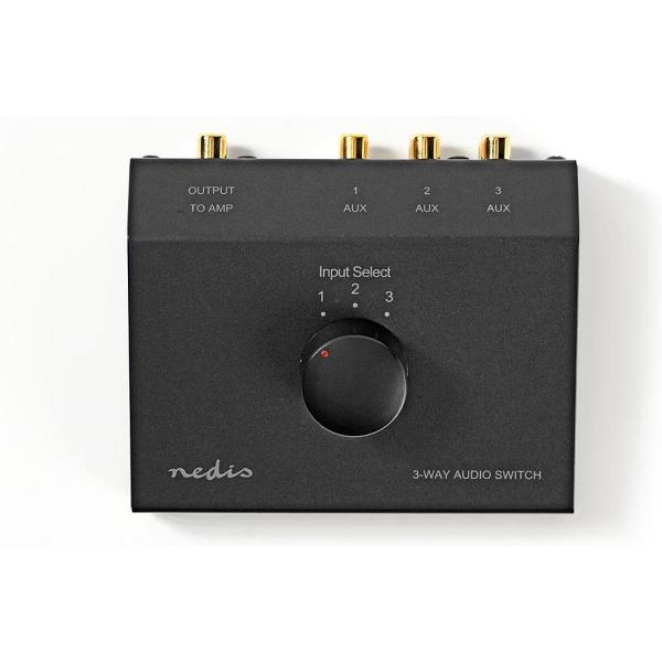 Nedis ASWI2403BK Analoge Audio Switch 3x (2x Rca Female) - 2x Rca Female Zwart