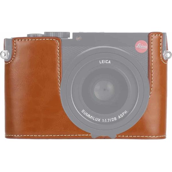 1/4 inch draad PU lederen camera half behuizing basis voor Leica Q (Typ 116) (bruin)