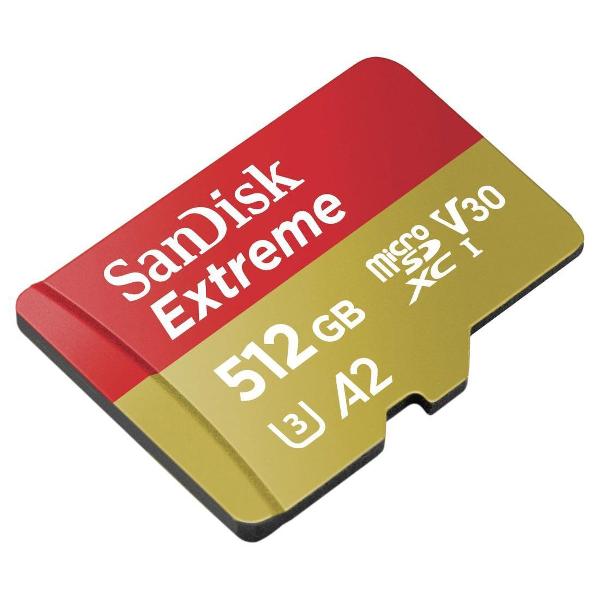 SanDisk Extreme MicroSDXC 512GB - U3 V30 A2 - 160MB/s - met adapter