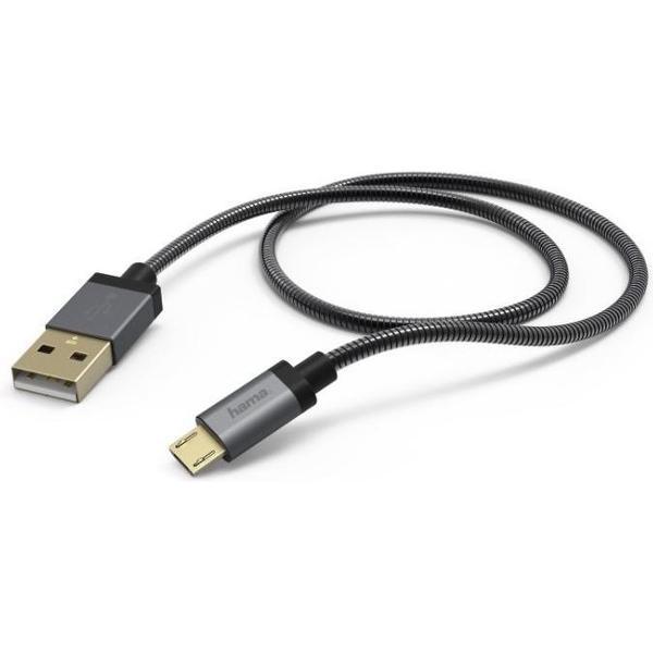 Hama Oplaad-/gegevenskabel Metall Micro-USB 1,5 M Antraciet