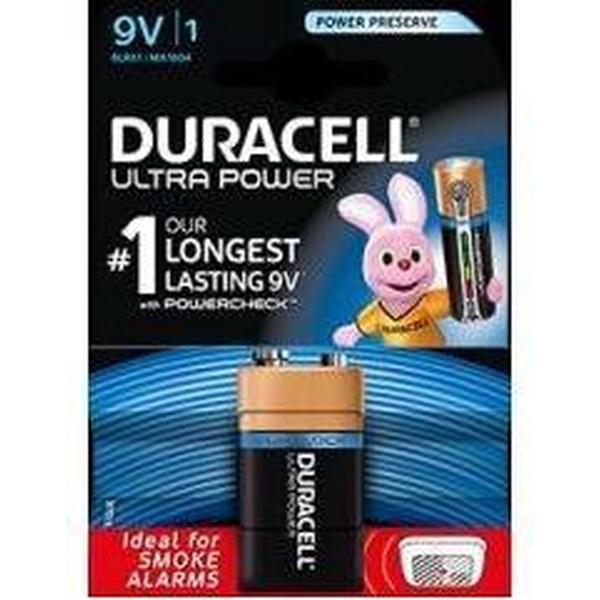 Duracell Ultra alkaline 9V-batterij, verpakking van 1