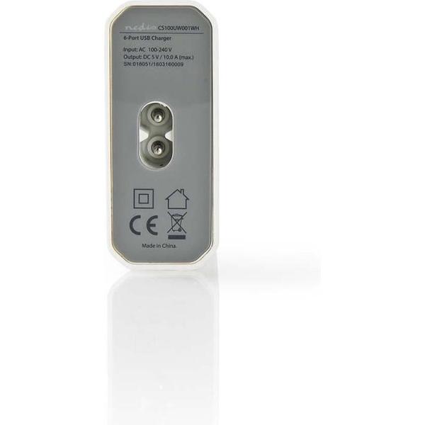 Nedis WCHAU1000AWH Wandoplader 10,0 A 6 Uitgangen Usb-a Wit