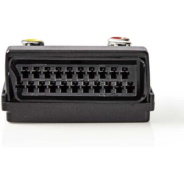 Nedis CVGP31903BK Schakelbare Scart-adapter Scart Male - Scart Female + S-video Female + 3x Rca Female Zwart