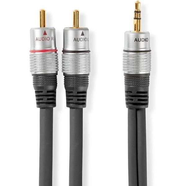 Nedis CAGC22200AT15 Stereo-audiokabel 3,5 Mm Male - 2x Rca Male 1,50 M Antraciet