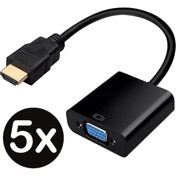 HDMI naar VGA Adapter Kabel Converter 1080p Full HD - Zwart - 5 PACK